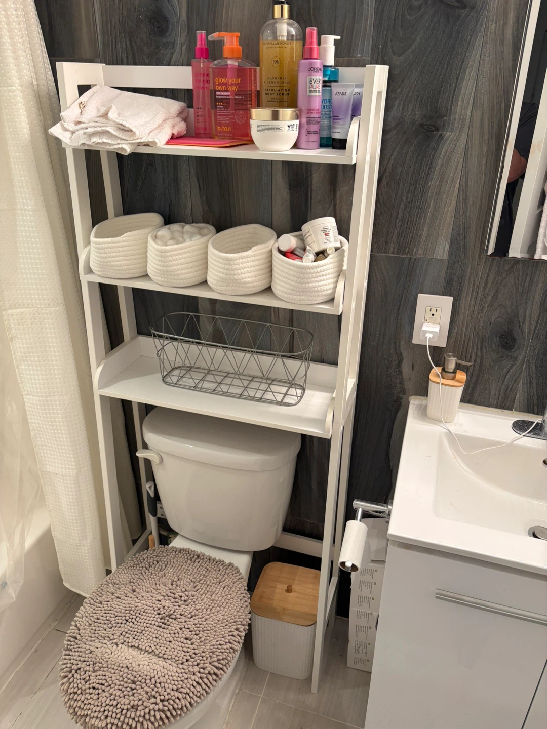 White Bathroom Ladder Shelf - photo 2