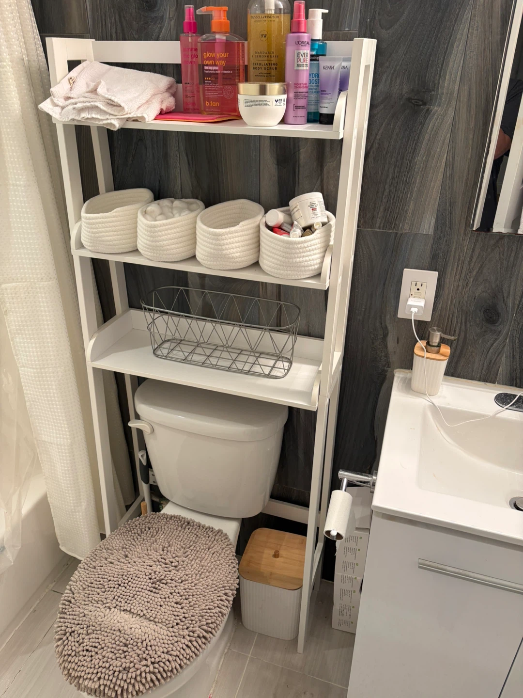 White Bathroom Ladder Shelf