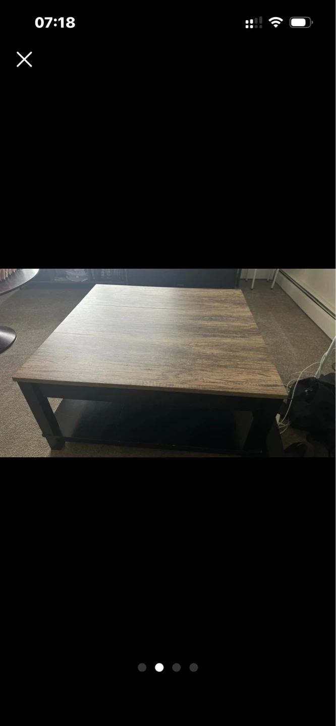 Wooden Coffee Table with Storage Shelf - photo 3