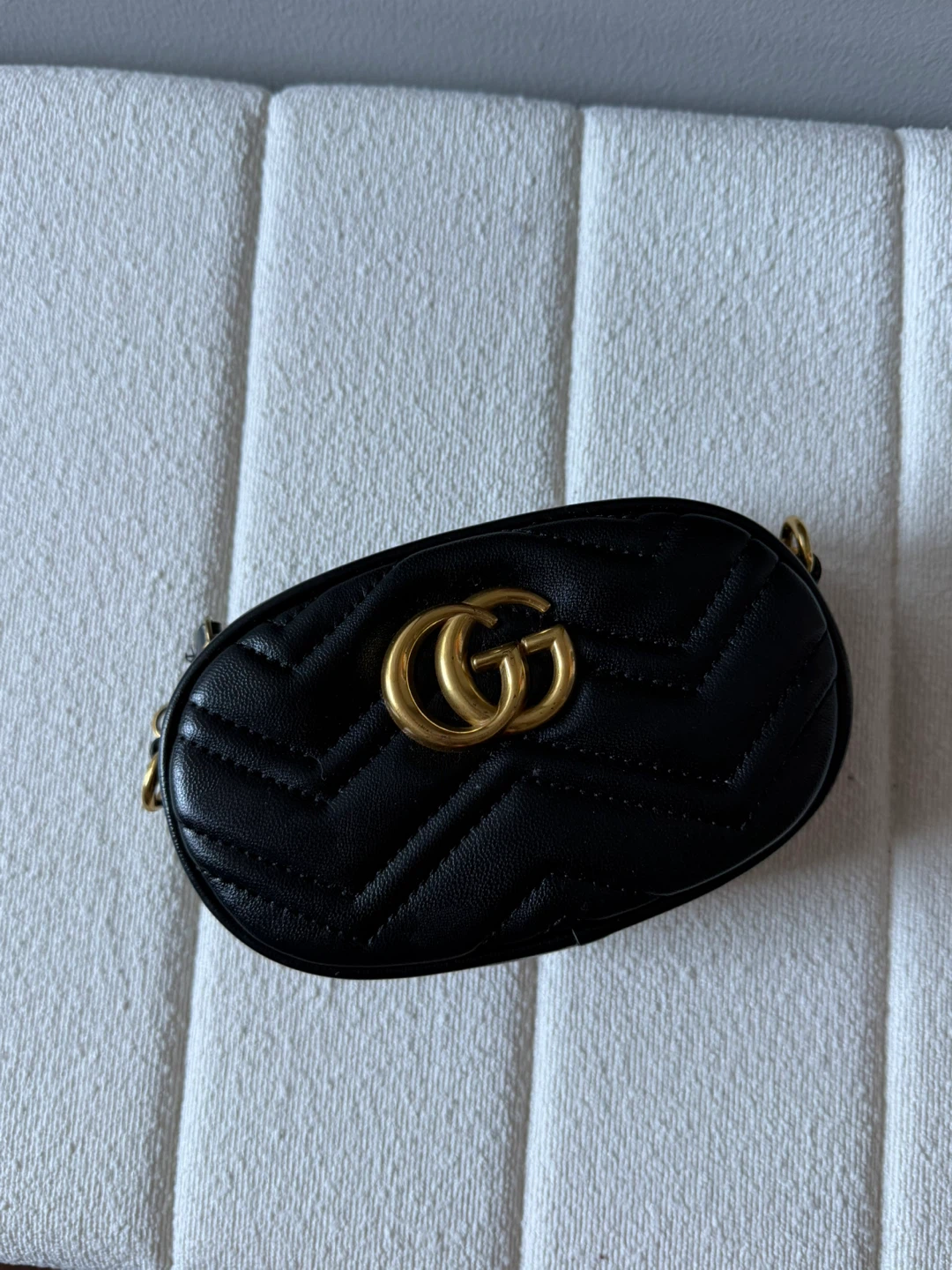 Gucci Marmont Mini Bag Black Chevron Leather