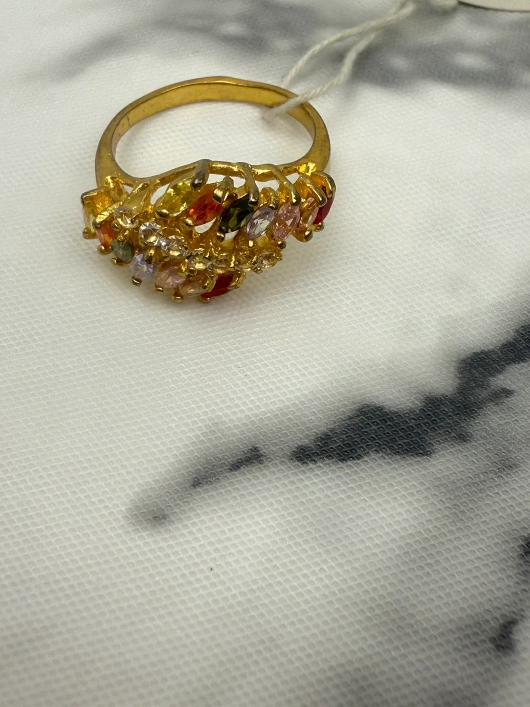 KLAD Multicolor Crystal Statement Ring Gold Tone Cocktail Ring