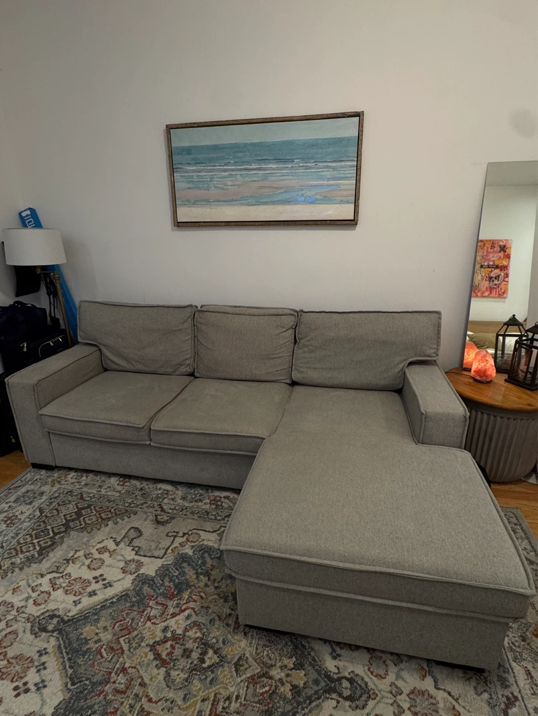 Pull out sofa with chaise storage