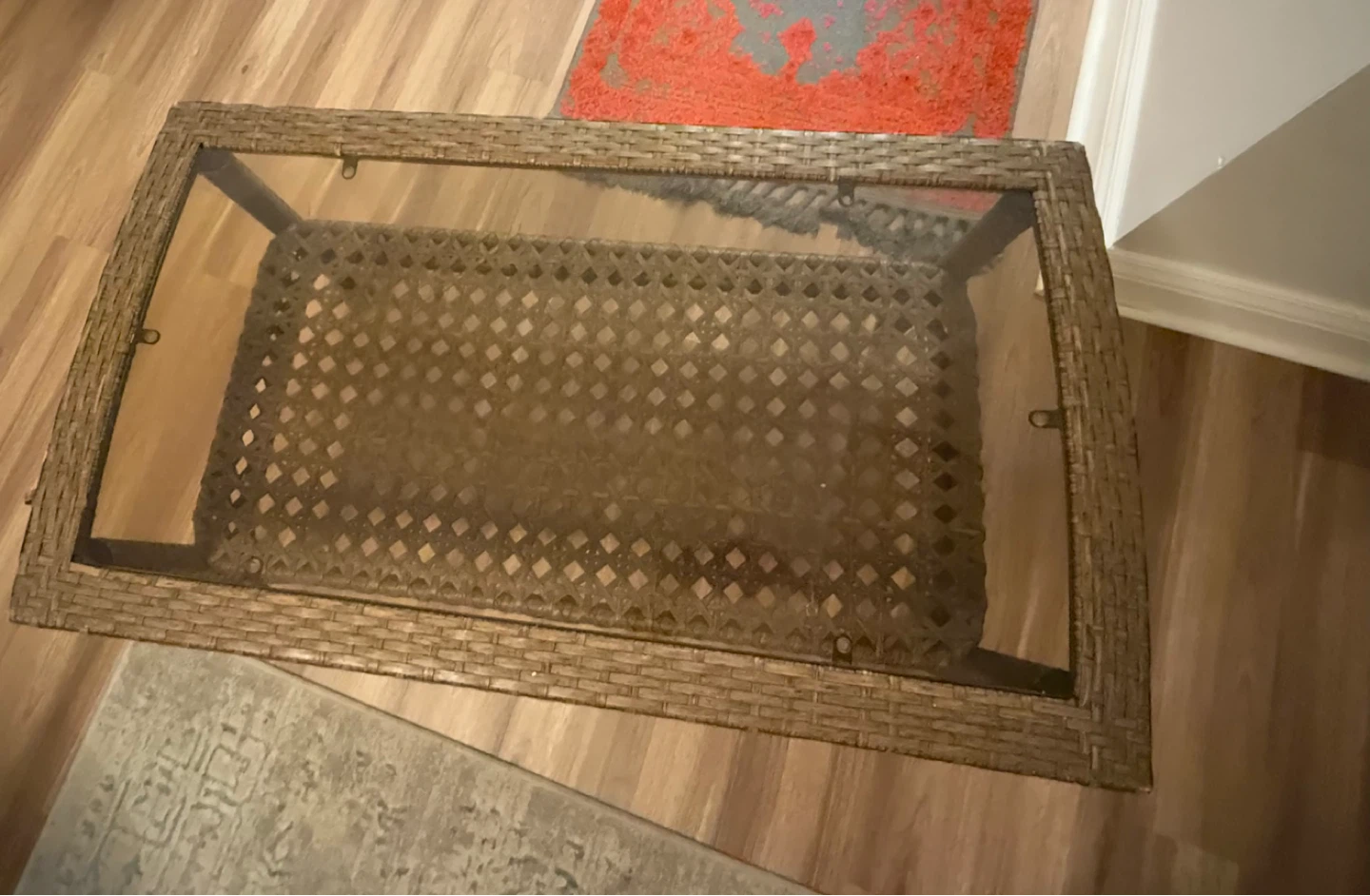 Wicker Coffee Table with Glass Top - photo 2