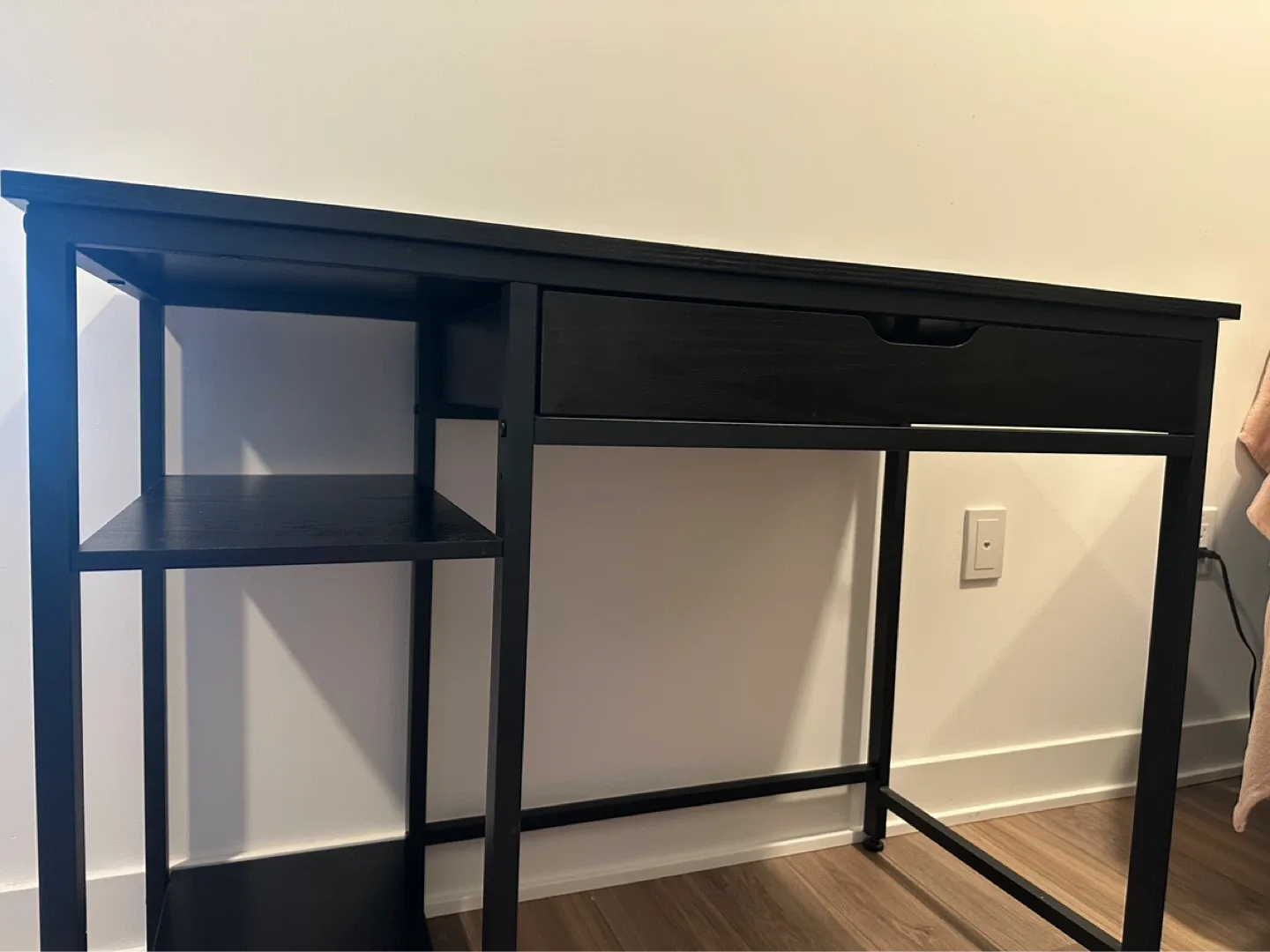 Black Desk with Drawer and Shelves - photo 2