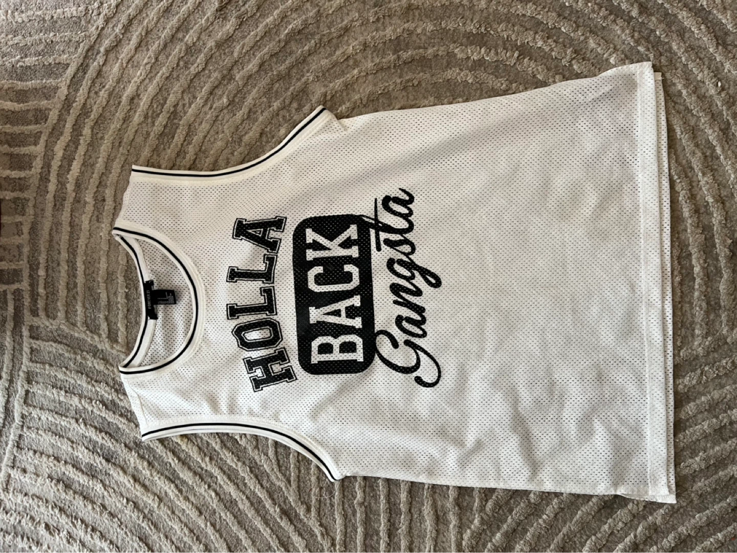 White Mesh "Holla Back Gangsta" Tank Top