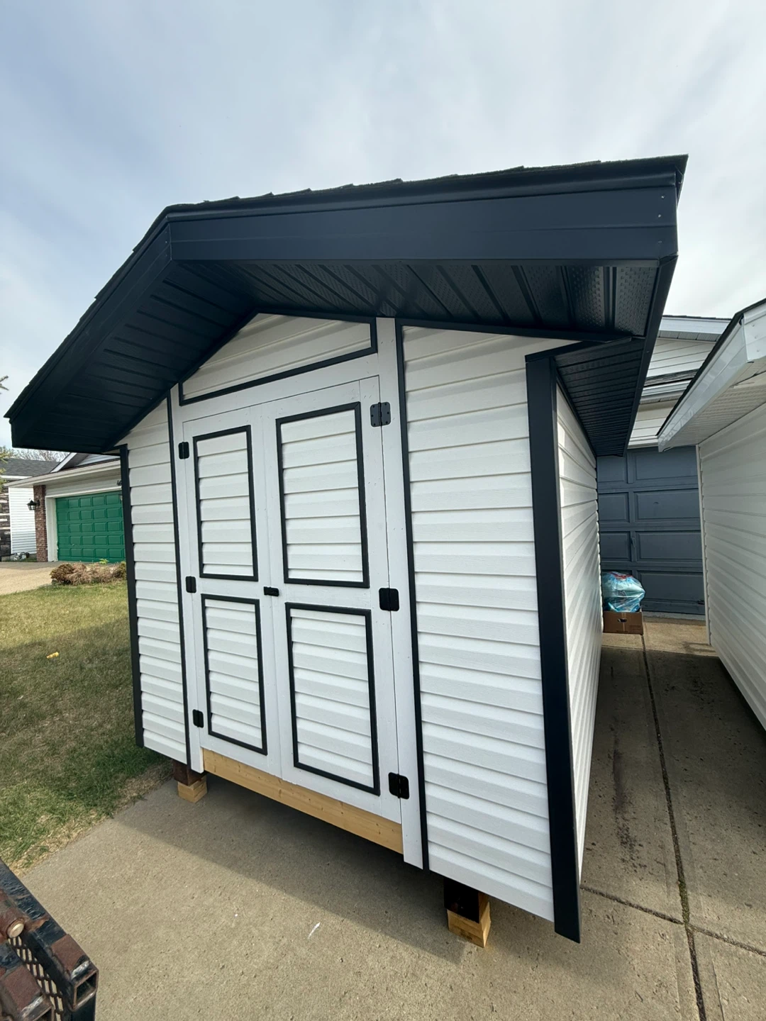 White Storage Shed with Black Trim - photo 2
