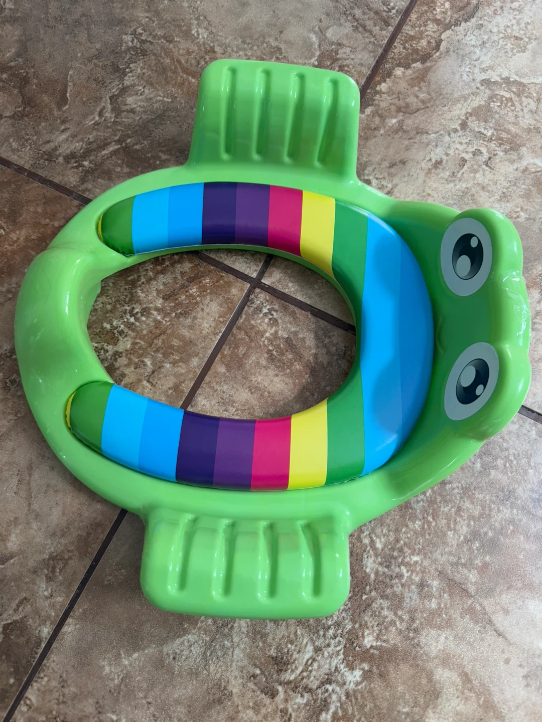 Green Frog Potty Training Seat with Rainbow Colors
