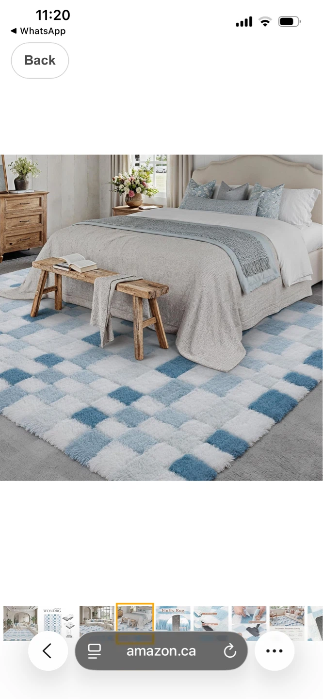 WONDRG Fluffy Area Rug - Blue Plaid - 8x10 FT