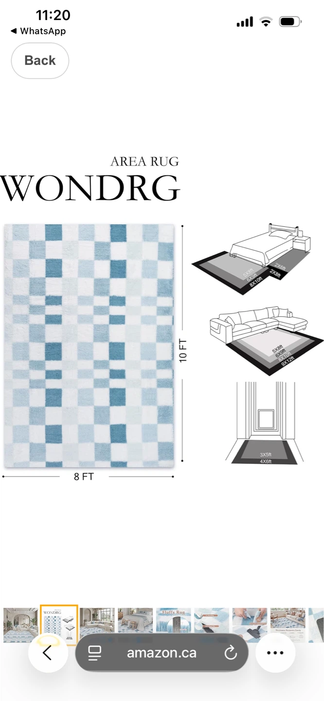 WONDRG Fluffy Area Rug - Blue Plaid - 8x10 FT - photo 3