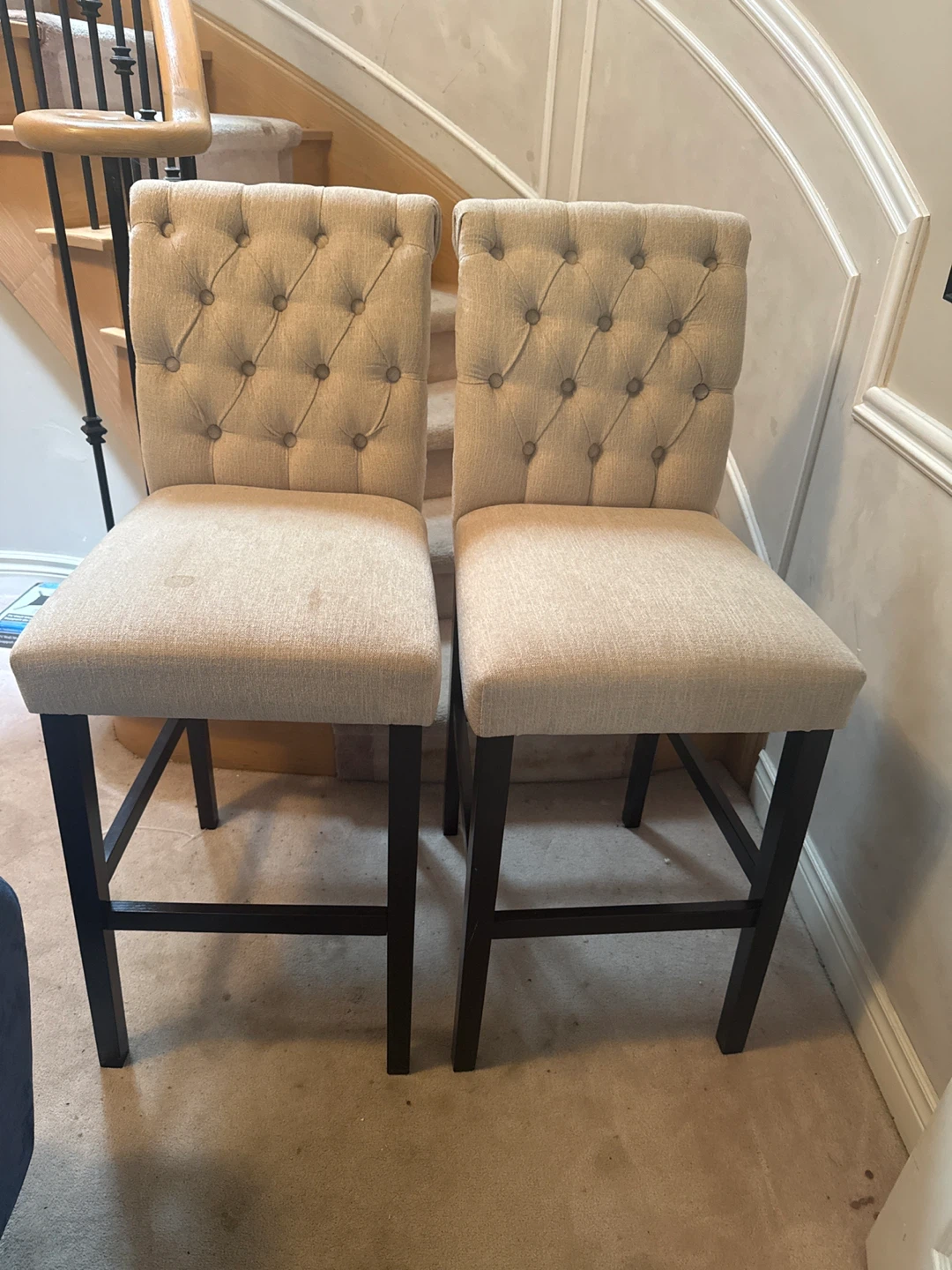 Tufted Back Bar Stools - Set of 2