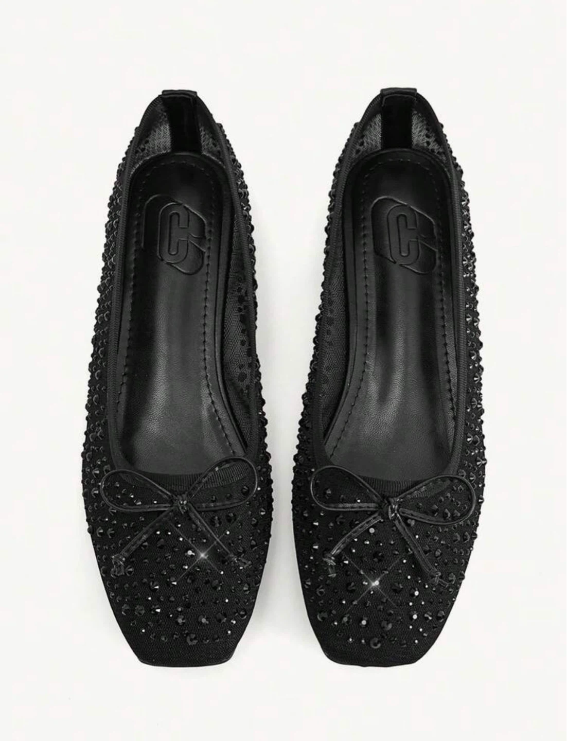 Black Mesh Rhinestone Ballet Flats - photo 4