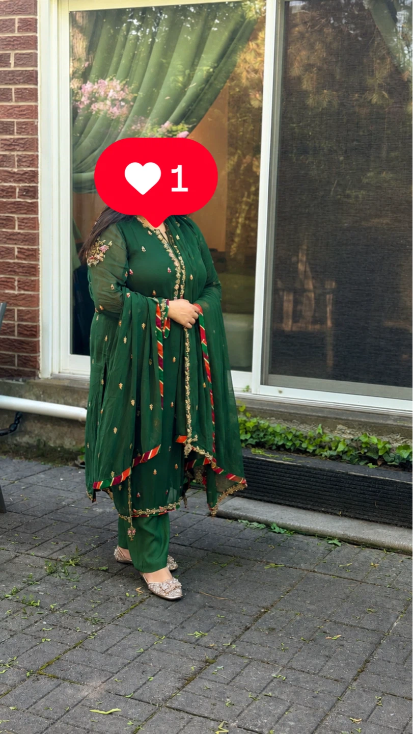 Green Embroidered 3-Piece Suit - photo 3