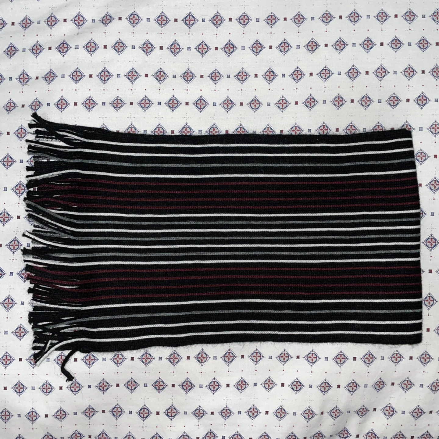 Striped Fringed Knit Scarf (58 x 9 inches)