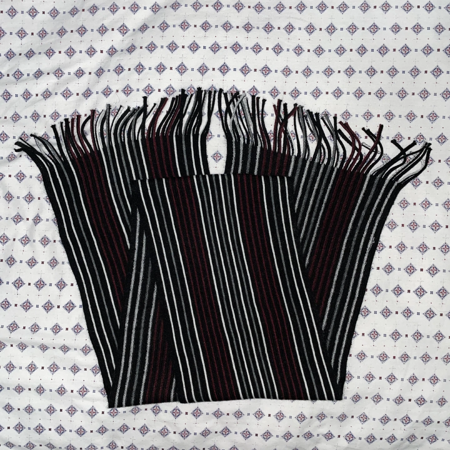 Striped Fringed Knit Scarf (58 x 9 inches) - photo 2
