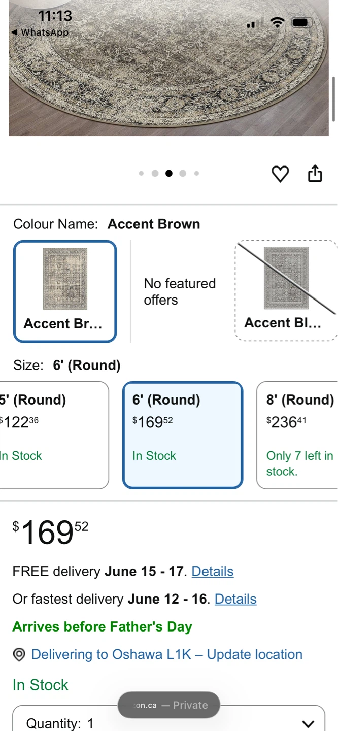 Round Accent Brown Area Rug 6ft - photo 4