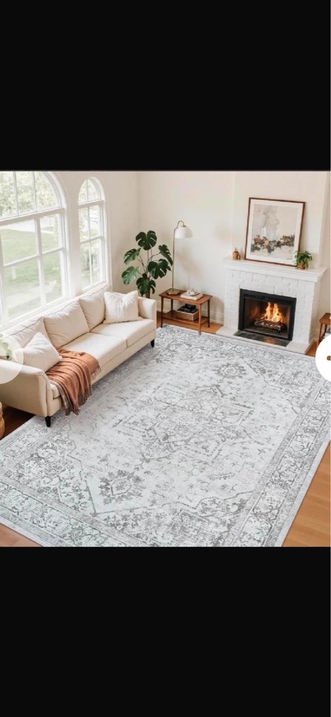 Grey Oriental Pattern Area Rug 6X9