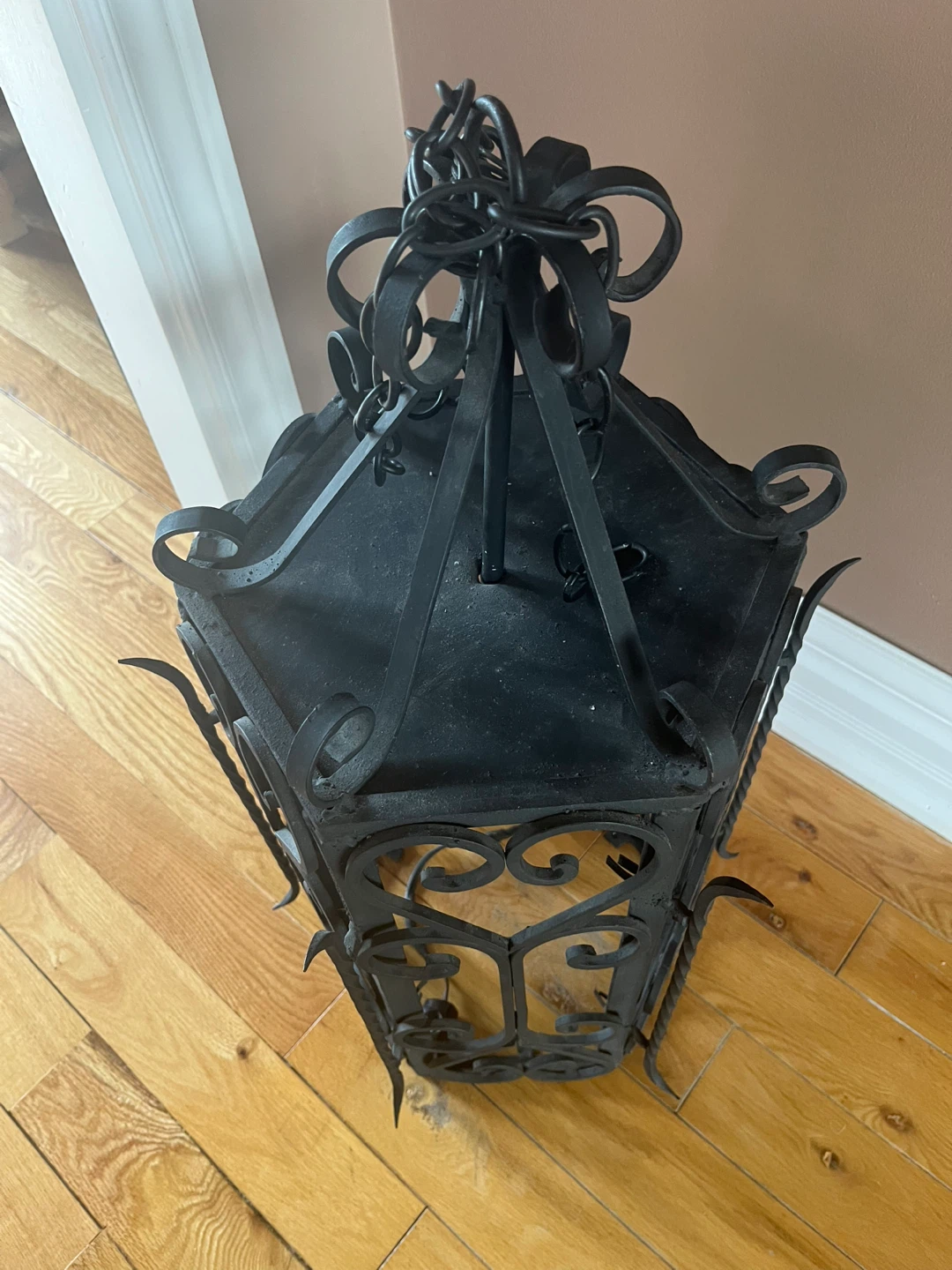 1970s Decorative Wrought Iron Hanging Pendant - photo 3