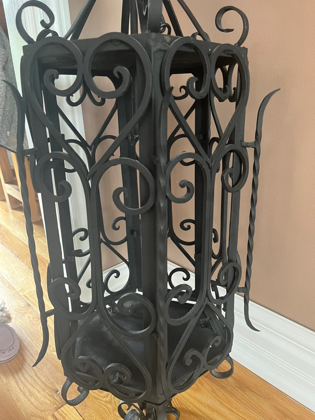 1970s Decorative Wrought Iron Hanging Pendant - photo 4