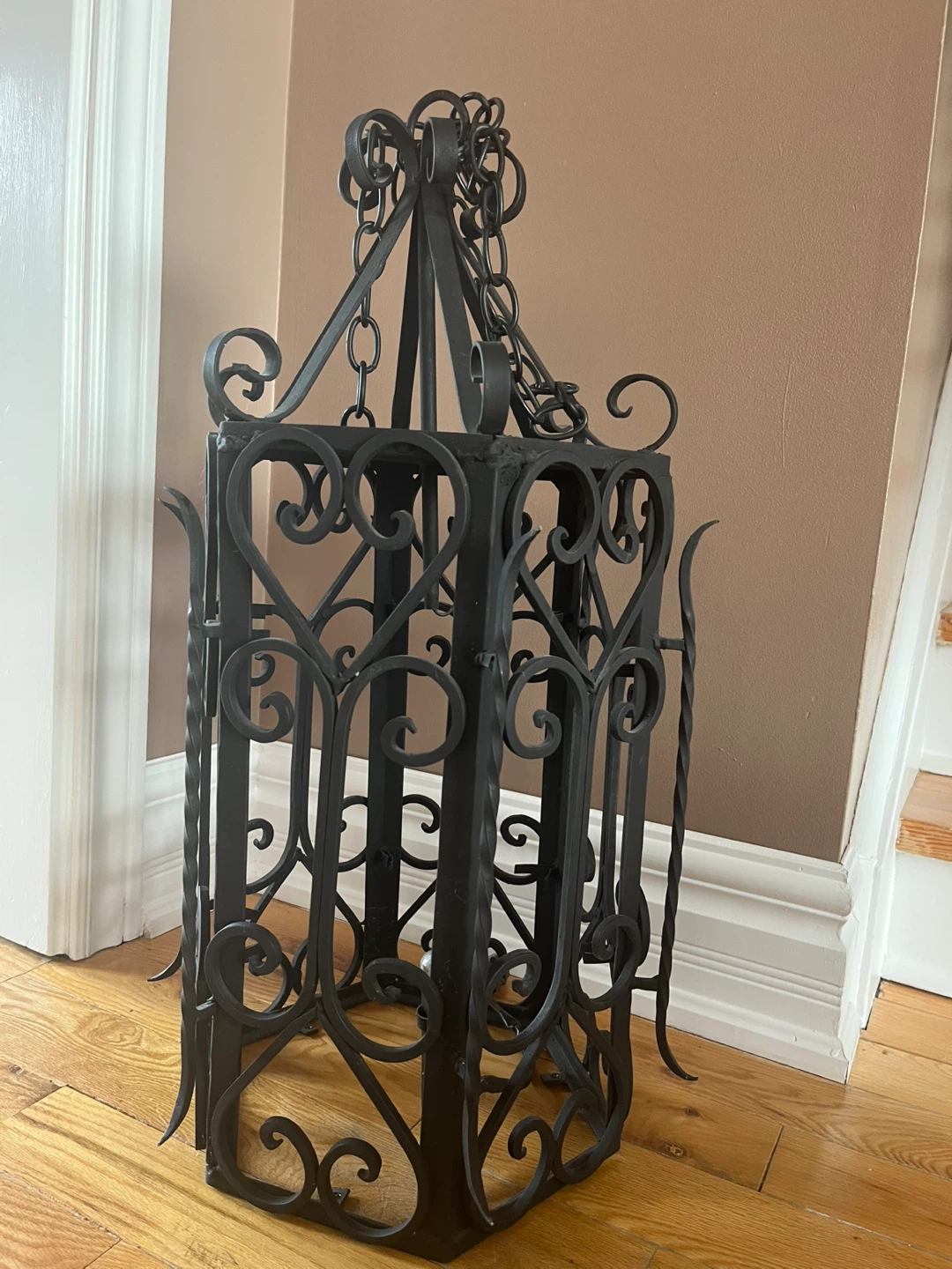 1970s Decorative Wrought Iron Hanging Pendant - photo 5