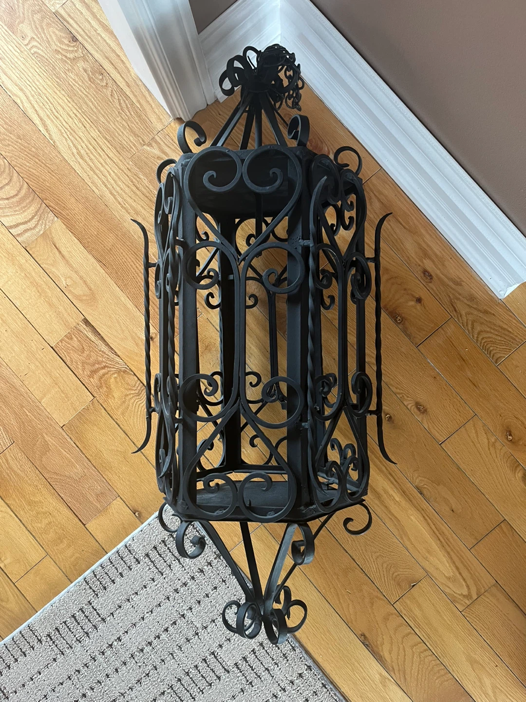 1970s Decorative Wrought Iron Hanging Pendant