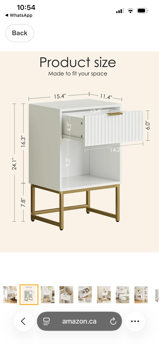 White Nightstand with Gold Legs - photo 2