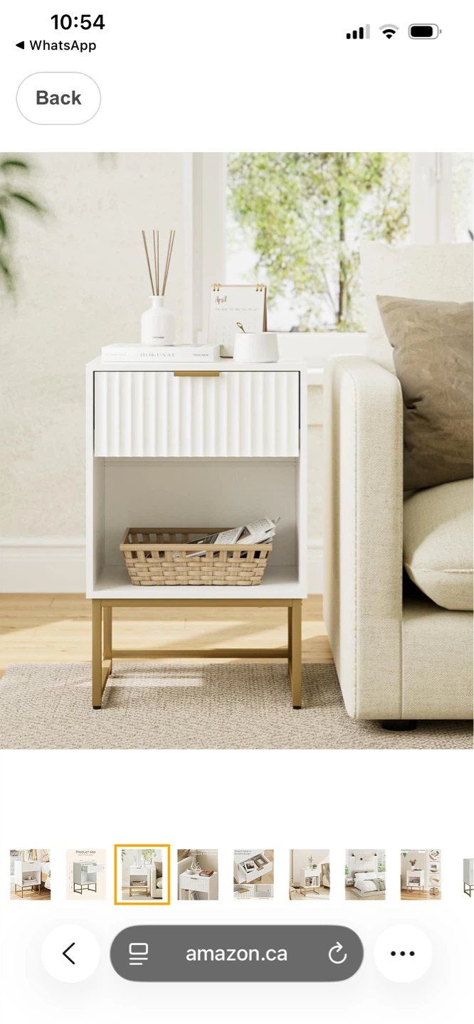 White Nightstand with Gold Legs - photo 3