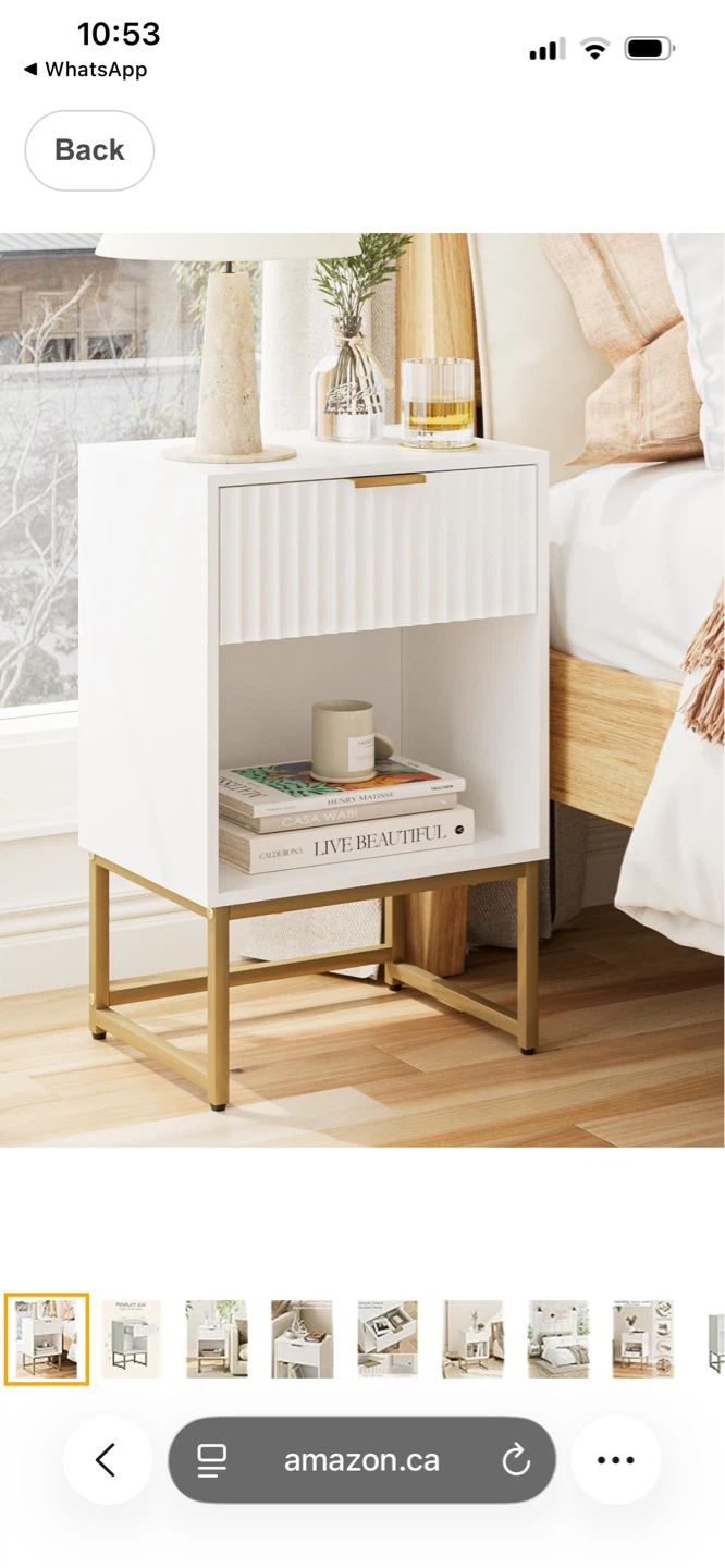 White Nightstand with Gold Legs