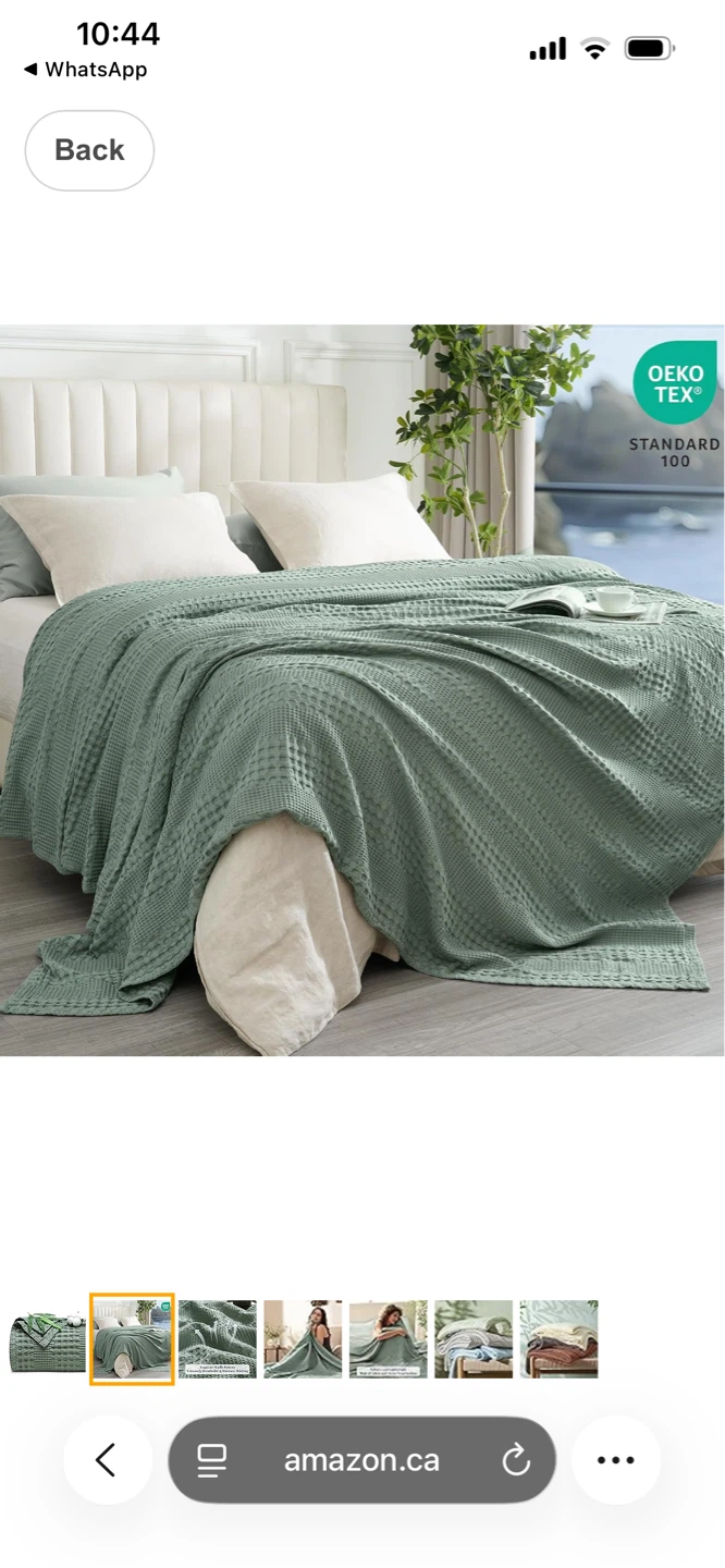 Sage Green Waffle Knit Throw Blanket Twin size - photo 2