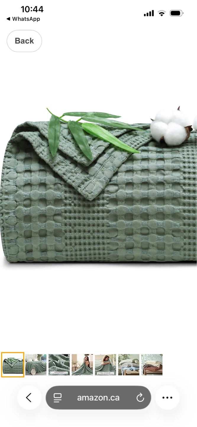 Sage Green Waffle Knit Throw Blanket Twin size