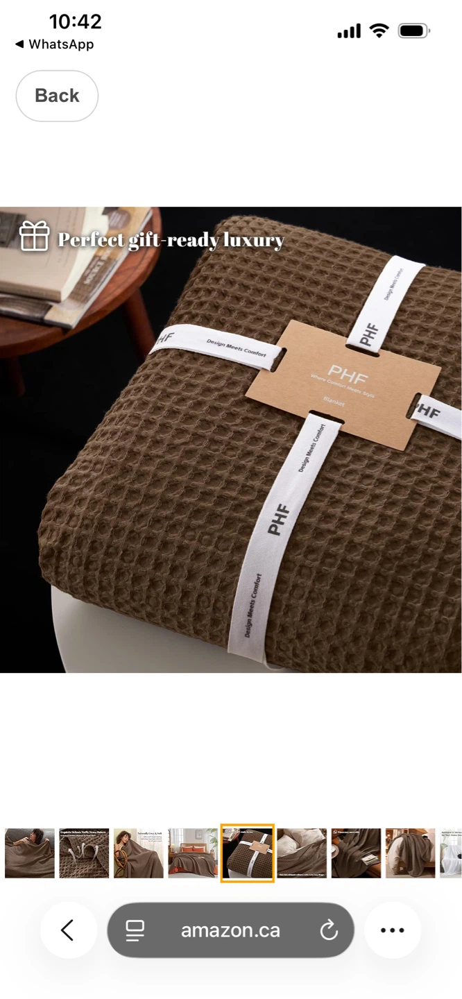 PHF Waffle Weave Blanket - King Size - Brown - photo 4