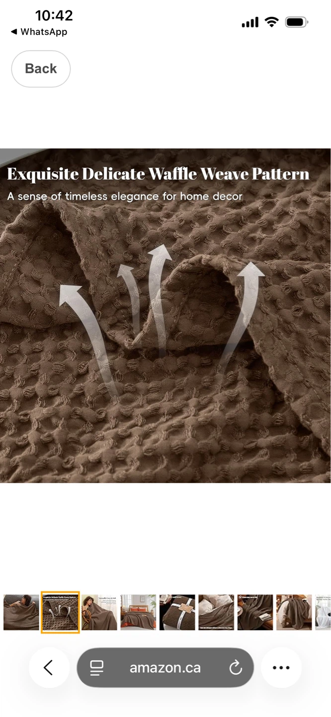 PHF Waffle Weave Blanket - King Size - Brown - photo 2