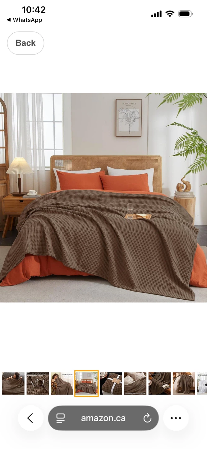 PHF Waffle Weave Blanket - King Size - Brown - photo 3