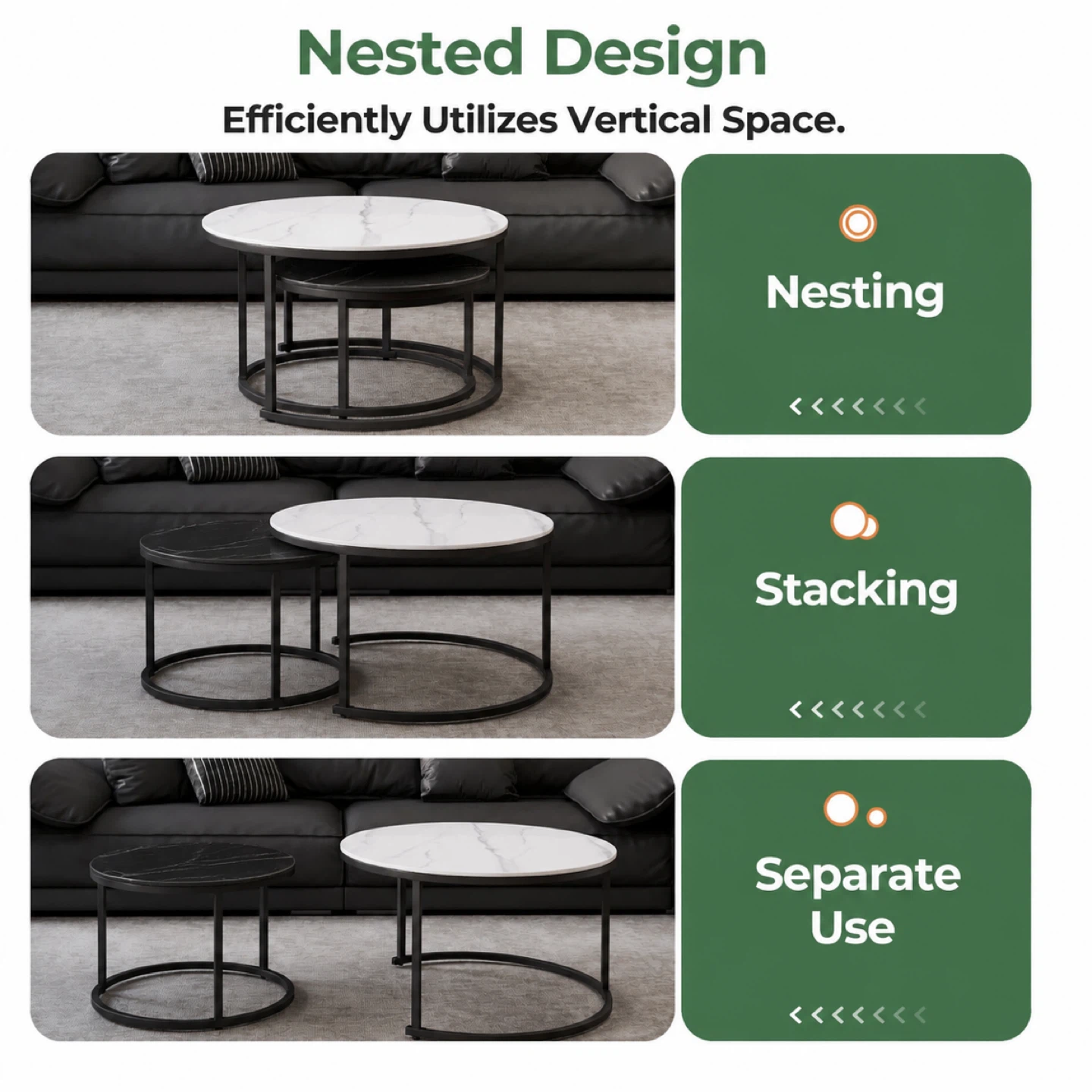 Nesting Coffee Table Set with Sintered Stone Tops - photo 5