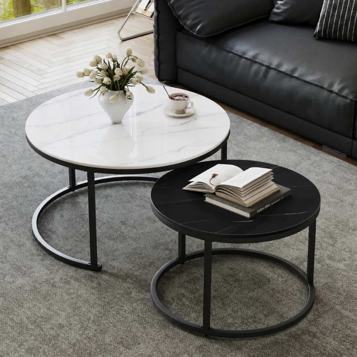 Nesting Coffee Table Set with Sintered Stone Tops