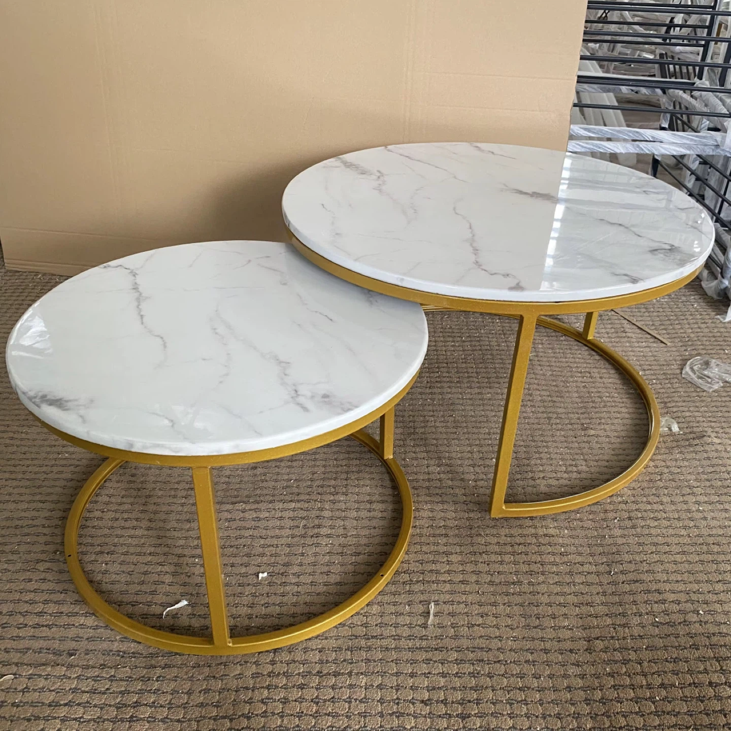 Nested Coffee Tables - Sintered Stone with Gold Legs - photo 5