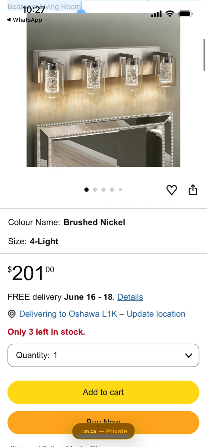 Brushed Nickel 4-Light Crystal LED Bathroom Vanity Light Fixture - photo 5