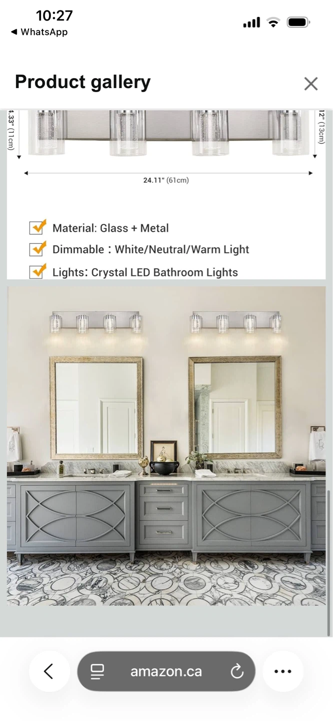 Brushed Nickel 4-Light Crystal LED Bathroom Vanity Light Fixture - photo 4