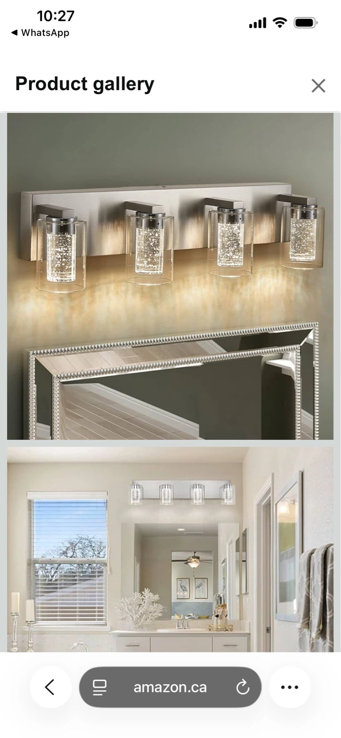 Brushed Nickel 4-Light Crystal LED Bathroom Vanity Light Fixture