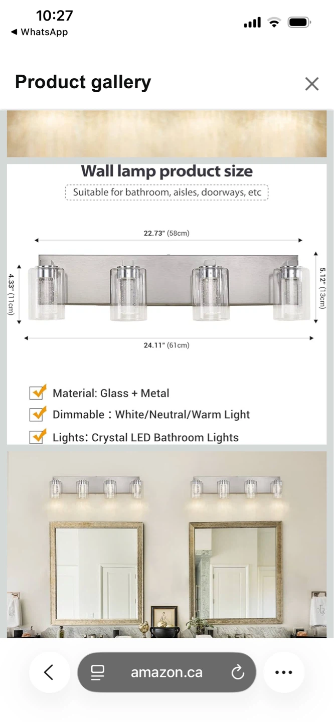 Brushed Nickel 4-Light Crystal LED Bathroom Vanity Light Fixture - photo 3