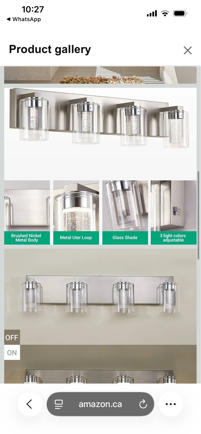 Brushed Nickel 4-Light Crystal LED Bathroom Vanity Light Fixture - photo 2