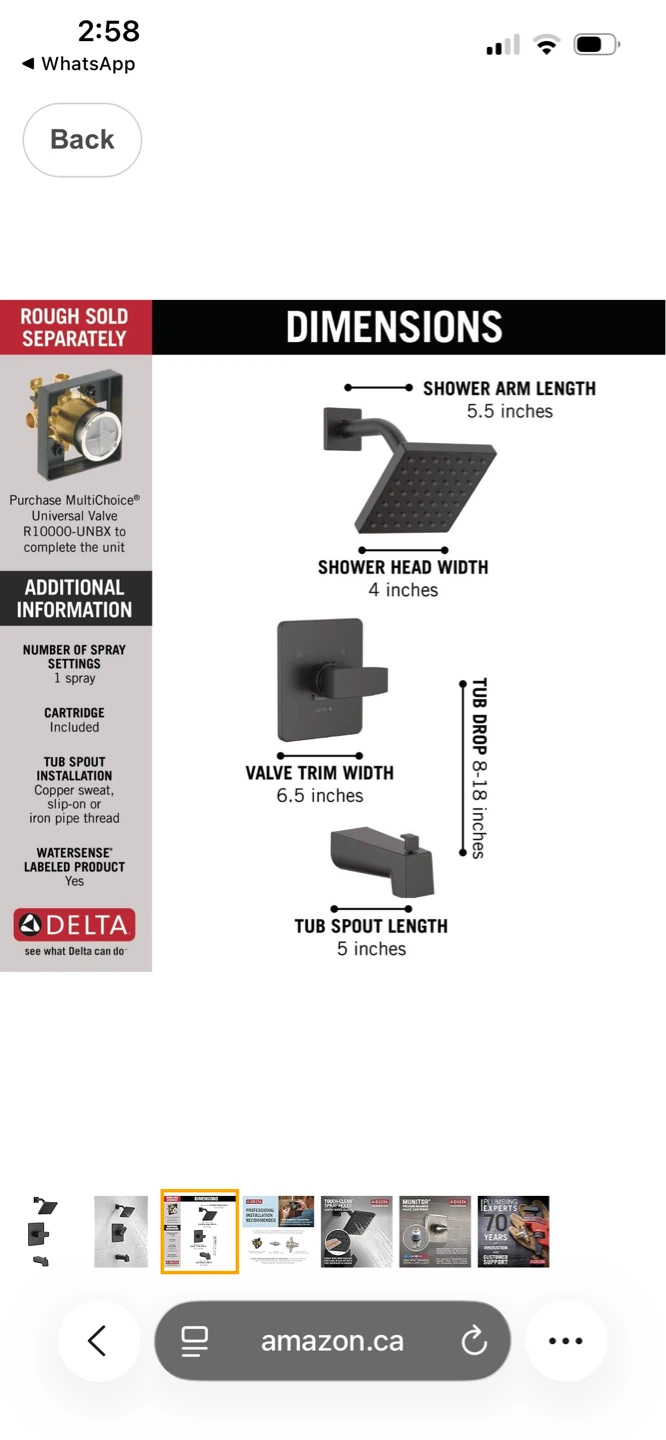 Delta Black Shower Faucet Trim with Shower Head and Tub Spout - photo 2