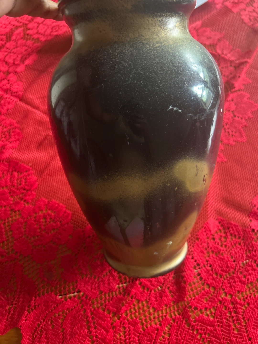 Vintage Brown and Gold Ceramic Vase