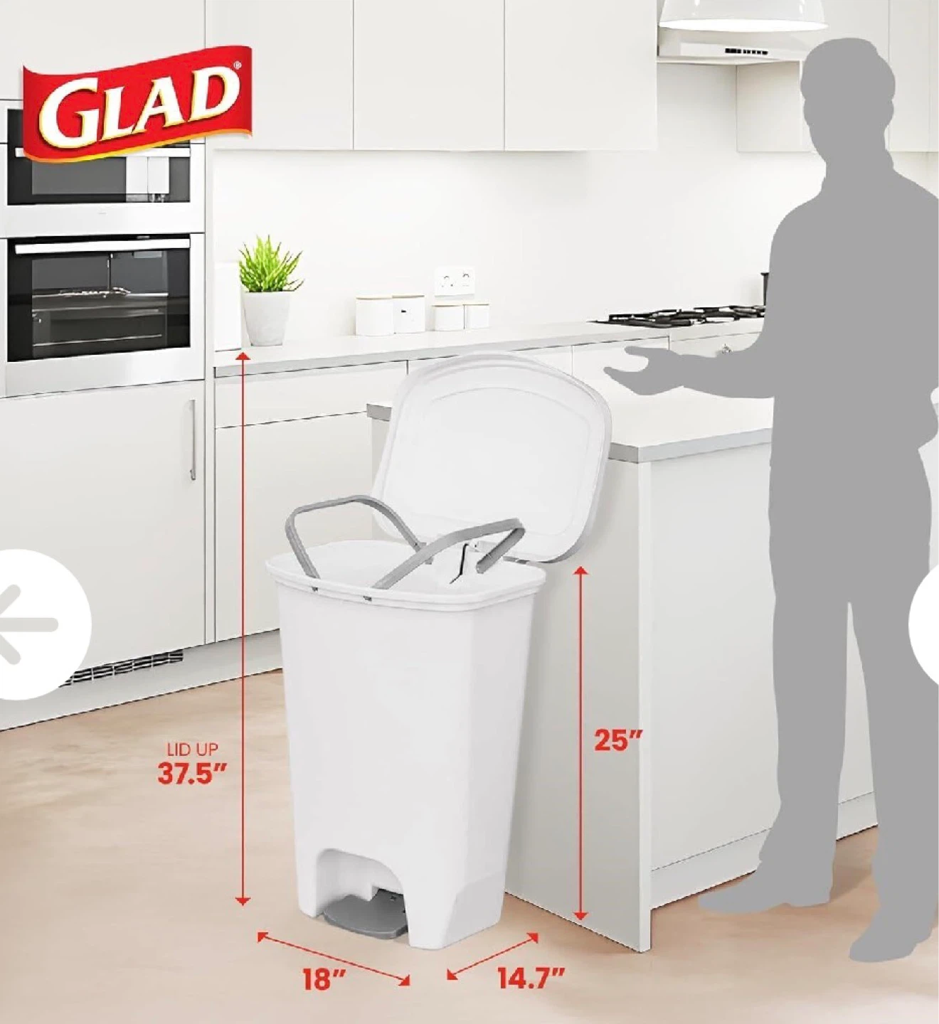 Glad 13 Gallon Step Can with Clorox Odor Protection