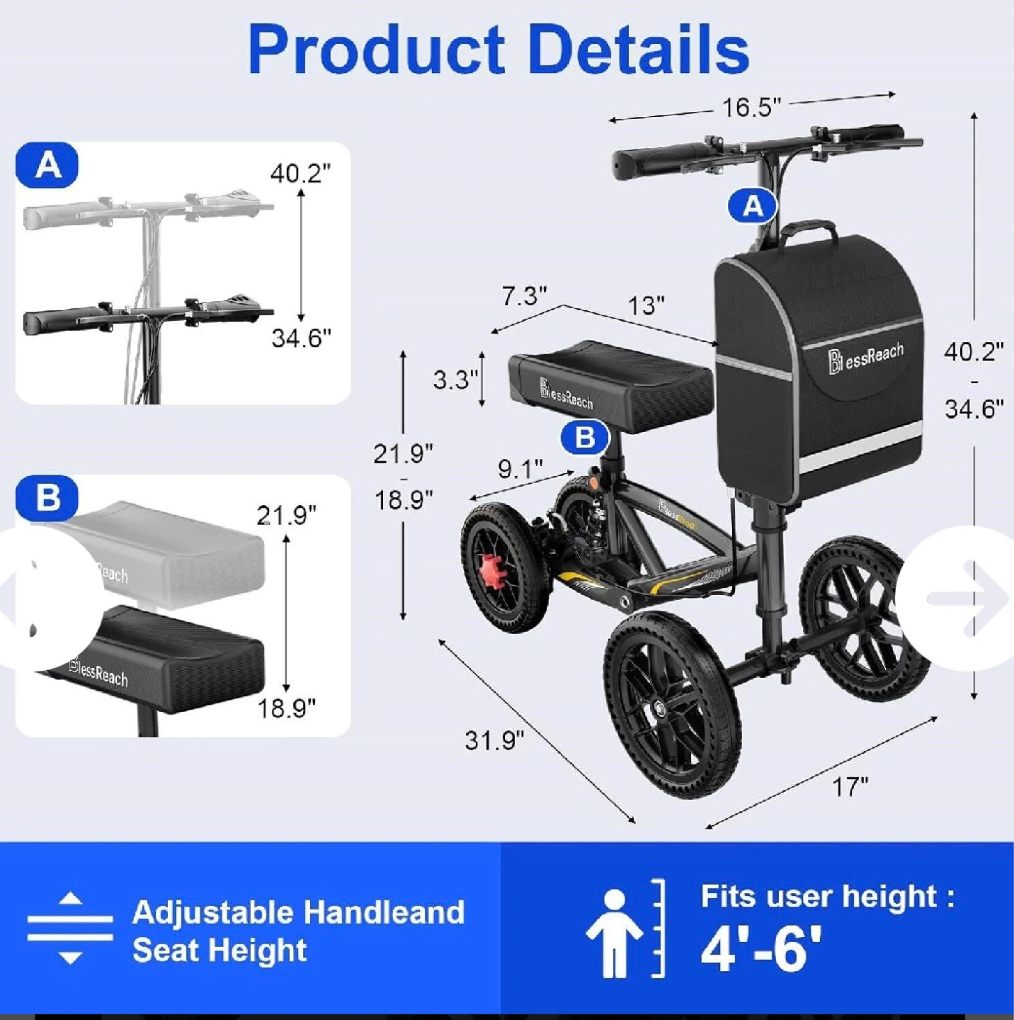 BlessReach 350 Lbs Capacity Foldable All Terrain K - photo 2