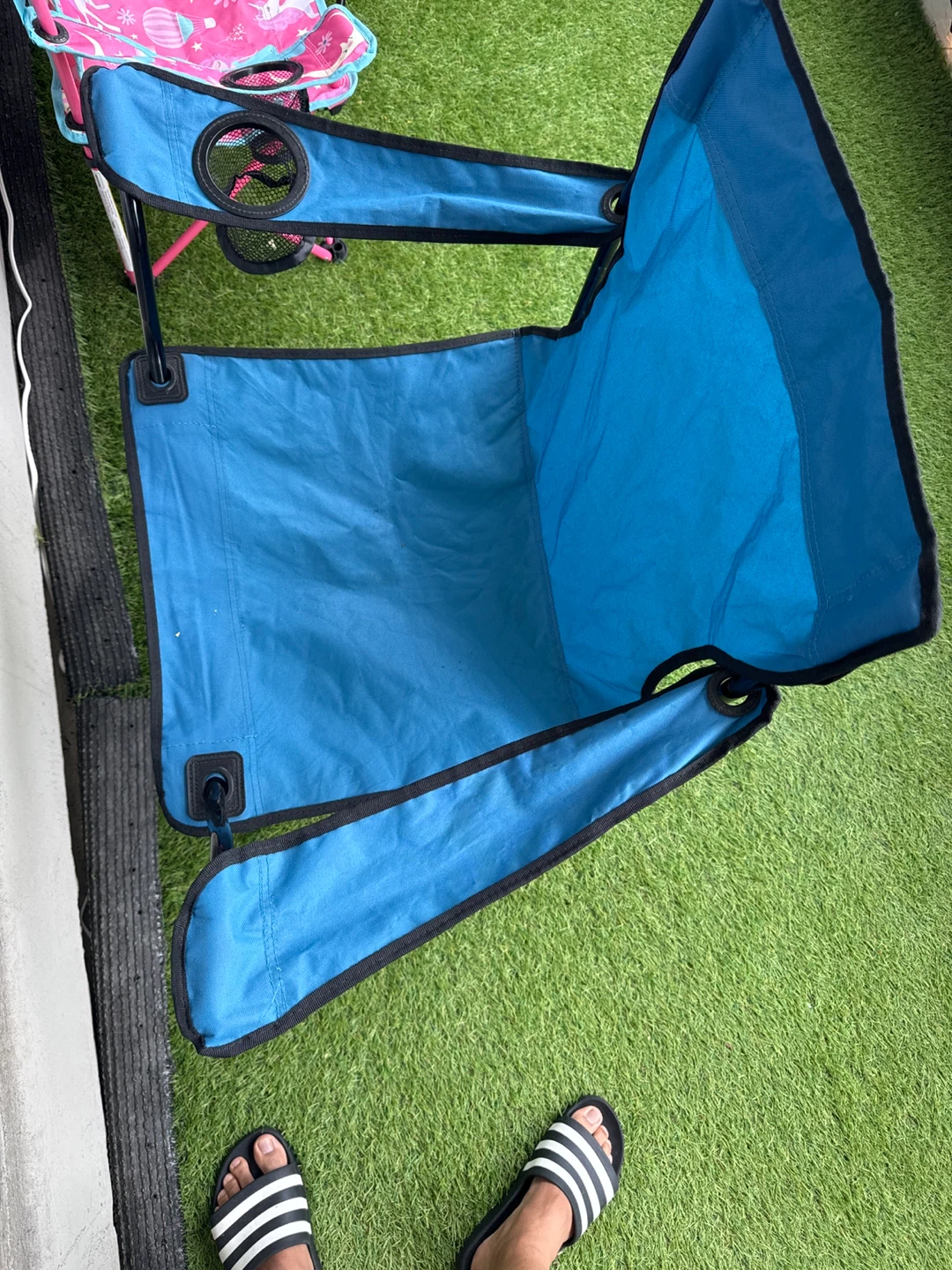 2 - Ozark Trail Blue Folding Camp Chair with Cup Holder - photo 3