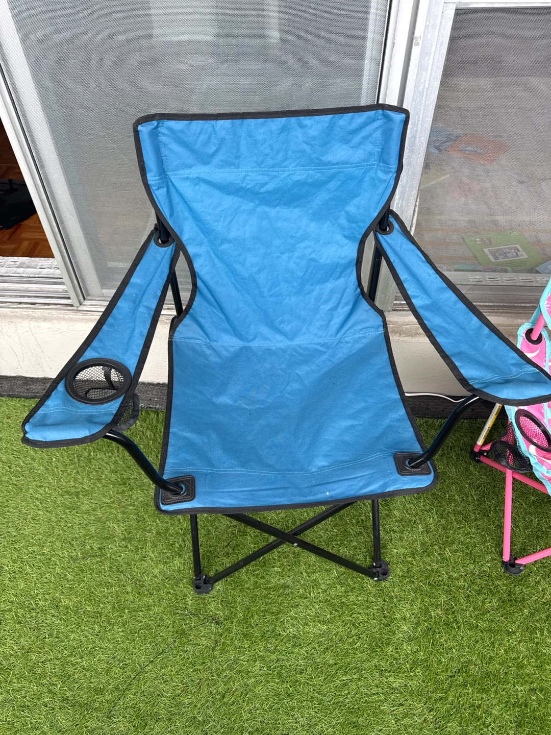 2 - Ozark Trail Blue Folding Camp Chair with Cup Holder