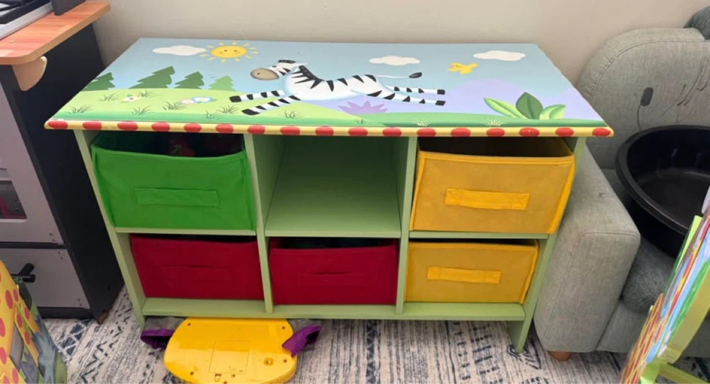 Kids Jungle Animal Themed Storage Bench and Shelving Unit - photo 5