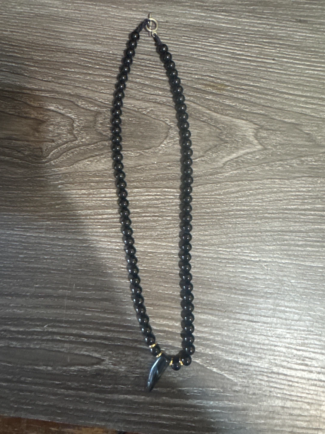 Black Beaded Necklace with Pendant