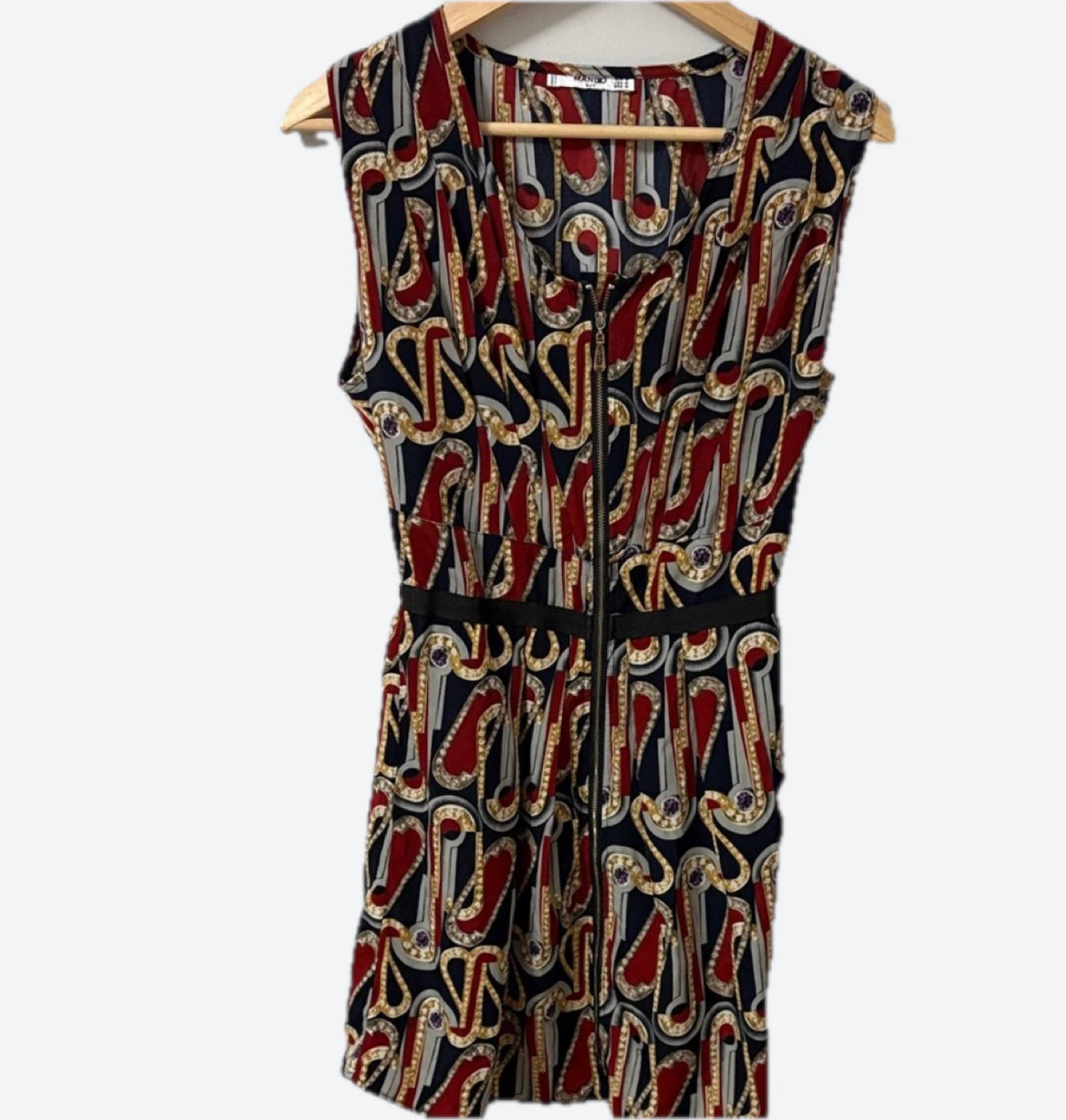 Mango Women's Sleeveless Printed Dress with Zipper
