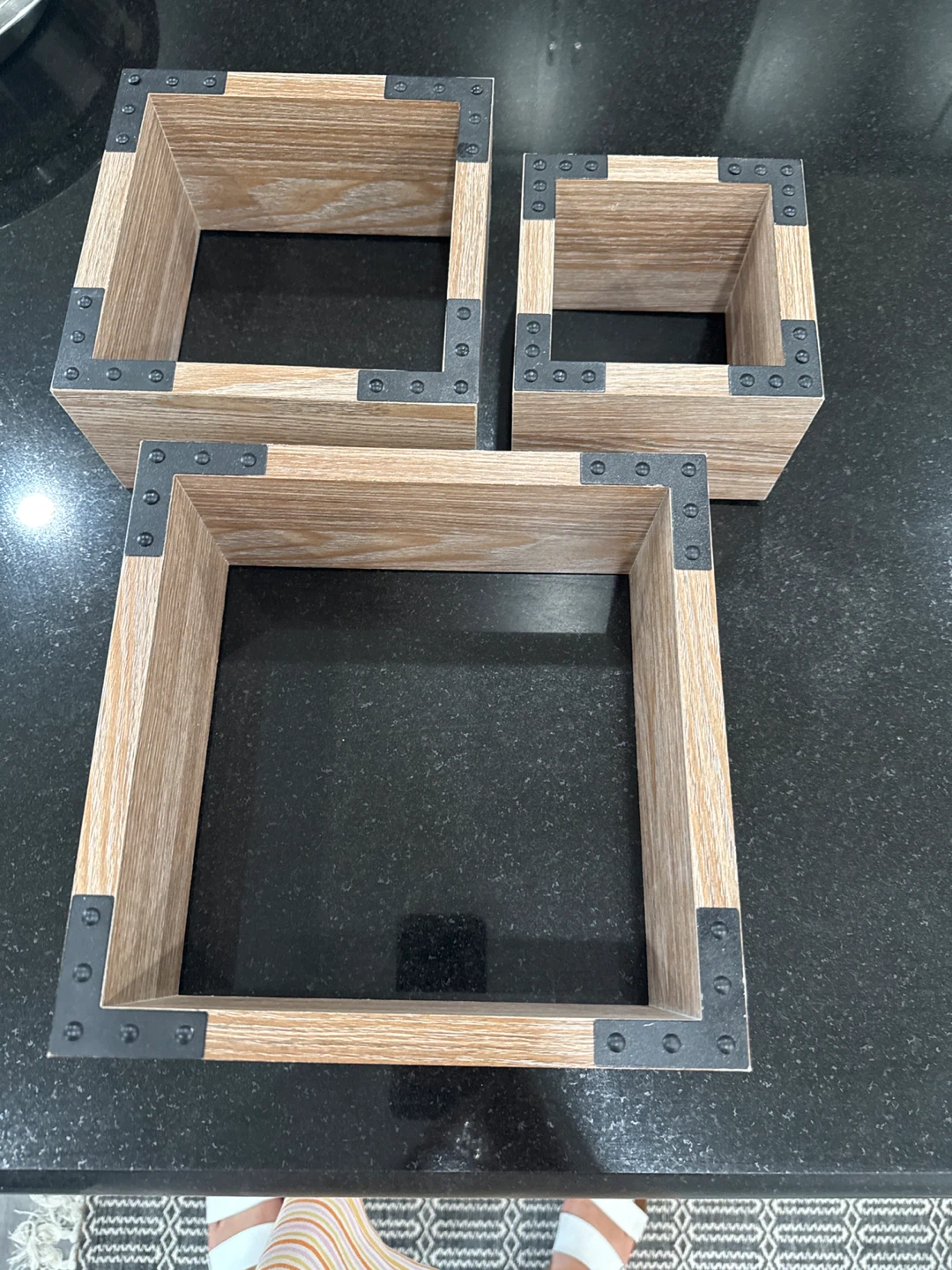 Set of 3 Wooden Square Display Boxes